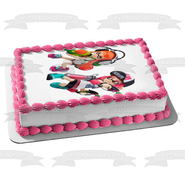 Splatoon 2 Inkling Pink Orange Edible Cake Topper Image ABPID50387 Supply