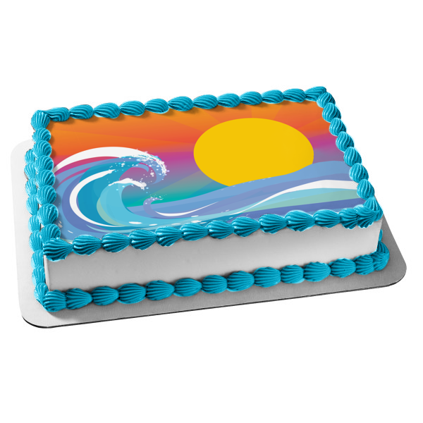 Sunset Beach Retirement Relaxation Vacation Edible Cake Topper Image ABPID50352 Online Hot Sale