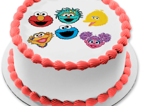 Sesame Street Faces Big Bird Zoe Abby Rosalia Elmo Edible Cake Topper Image ABPID50366 Online Hot Sale