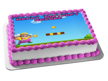 Wario Super Mario Smash Brothers Personalized Edible Cake Topper Image ABPID50657 on Sale