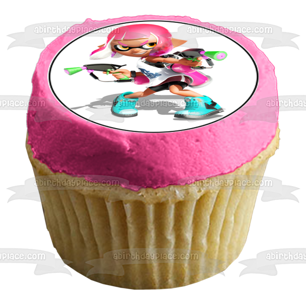 Splatoon 2 Inklings Pink Orange Blue Turquoise Edible Cupcake Topper Images ABPID50408 Fashion