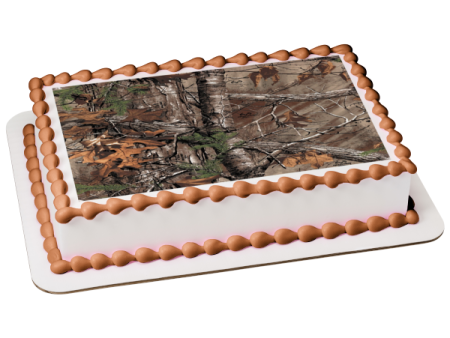 Real Tree Camo Trees Leaves Autumn Hunting Background Edible Cake Topper Image ABPID50428 Online now