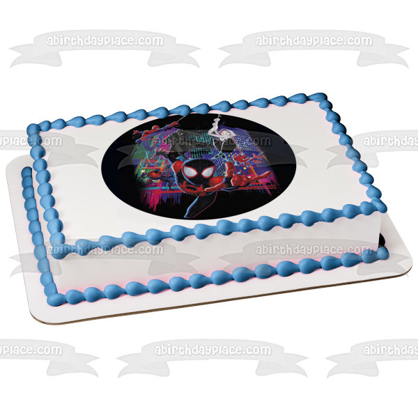 Spider-Man Spider-Verse Miles Morales Spider-Man Spider Gwen Spider Pig Peter Parker Edible Cake Topper Image ABPID50442 For Cheap