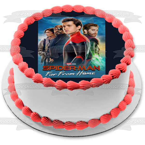 Spider-Man Far from Home Nick Fury Mj Mysterio Spider-Man Edible Cake Topper Image ABPID50359 Online Sale