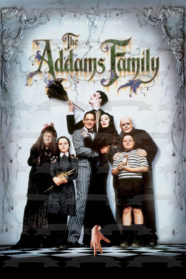 The Addams Family Movie Poster Uncle Fester Morticia Wednesday Gomez Pugsley Lurch Grandmama Edible Cake Topper Image ABPID50371 Online now