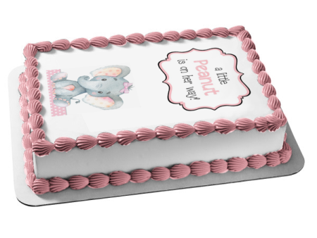 A Little Peanut Is on Her Way! Elephant Baby Shower Edible Cake Topper Image ABPID50364 Discount