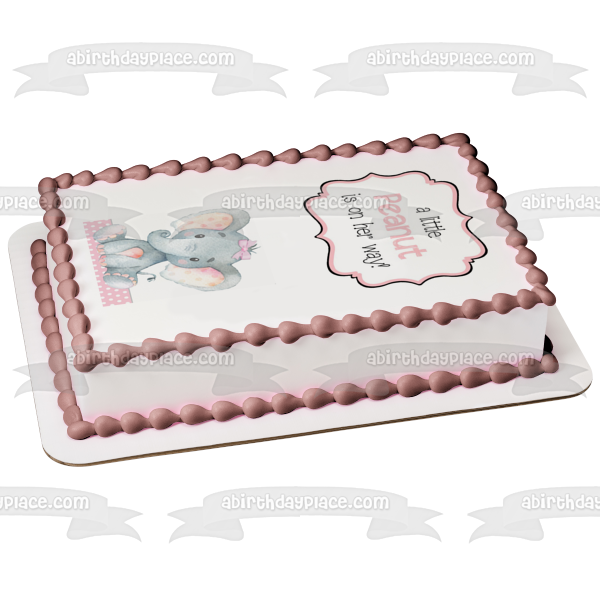 A Little Peanut Is on Her Way! Elephant Baby Shower Edible Cake Topper Image ABPID50364 Discount