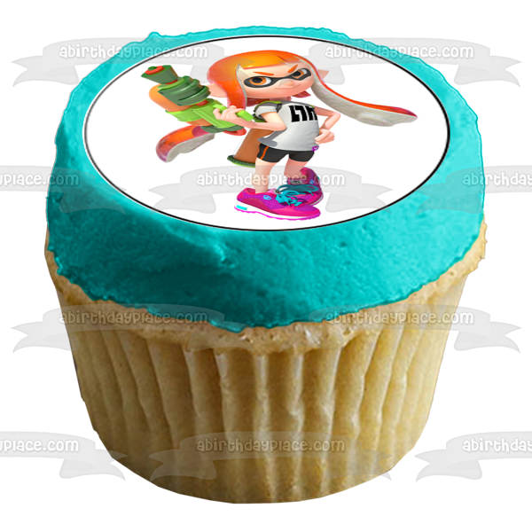 Splatoon 2 Inklings Pink Orange Blue Turquoise Edible Cupcake Topper Images ABPID50408 Fashion