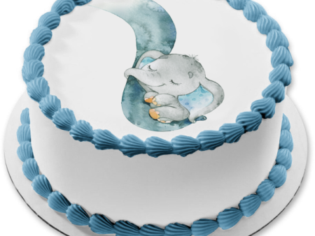 Baby Boy Blue Elephant with Mama Elephant Trunk Edible Cake Topper Image ABPID50665 Online now