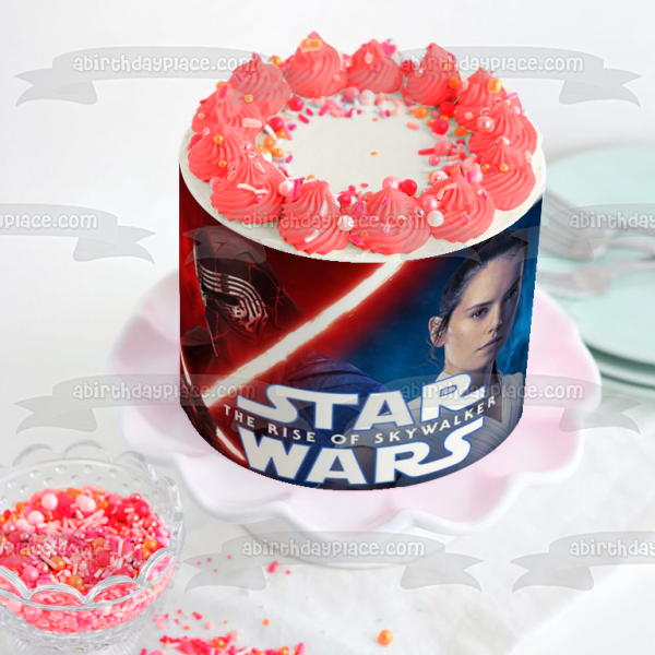 Star Wars the Rise of Skywalker Rey and Kylo Ren Edible Cake Topper Image ABPID50493 Hot on Sale