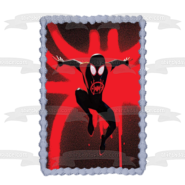 Spider-Man Spider-Verse Spider-Man Red and Black Logo Edible Cake Topper Image ABPID50448 For Cheap