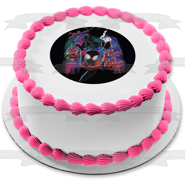 Spider-Man Spider-Verse Miles Morales Spider-Man Spider Gwen Spider Pig Peter Parker Edible Cake Topper Image ABPID50442 For Cheap