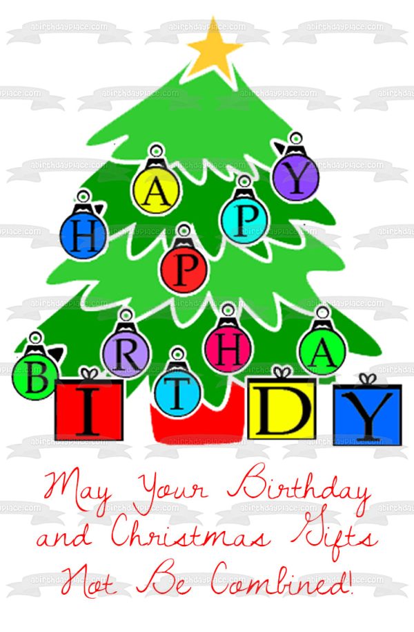 Birthday Christmas Tree Birthmas Edible Cake Topper Image ABPID50471 on Sale