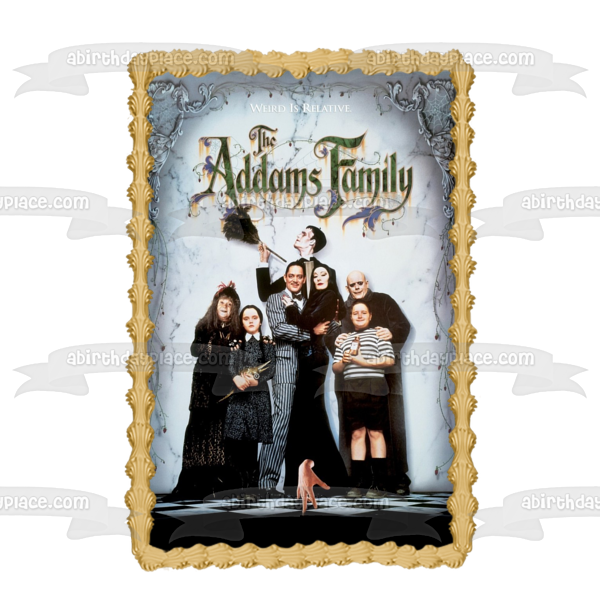 The Addams Family Movie Poster Uncle Fester Morticia Wednesday Gomez Pugsley Lurch Grandmama Edible Cake Topper Image ABPID50371 Online now