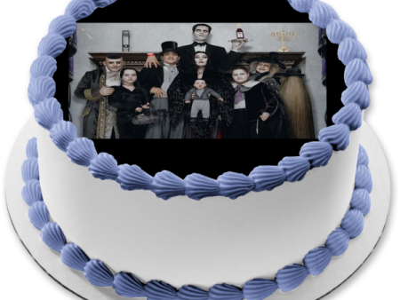 Addams Family Values Morticia Gomez Uncle Fester Lurch Pugsley Wednesday Pubert Edible Cake Topper Image ABPID50372 Cheap