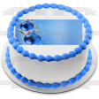 Christmas Blue Ball Ornaments Ribbon Snow Edible Cake Topper Image ABPID50681 Online Sale