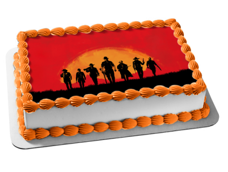 Red Dead Redemption Yellow Sun Silhouette Edible Cake Topper Image ABPID50649 Fashion