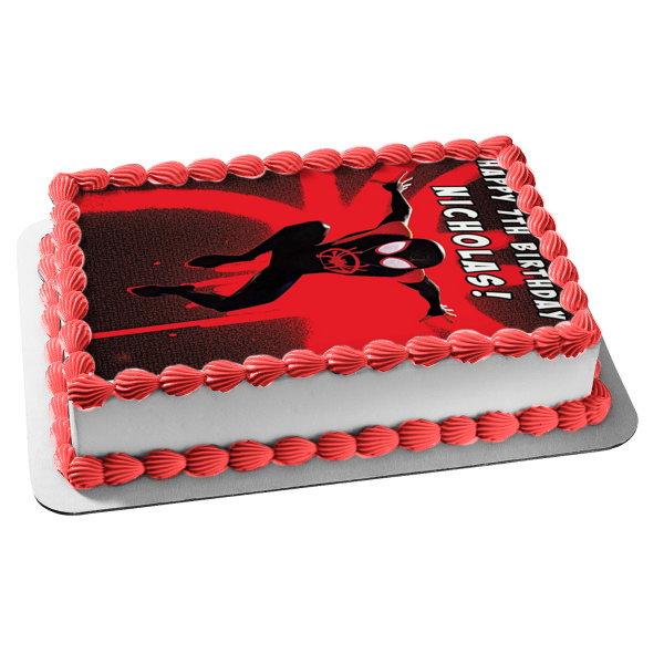 Spider-Man Spider-Verse Spider-Man Red and Black Logo Edible Cake Topper Image ABPID50448 For Cheap