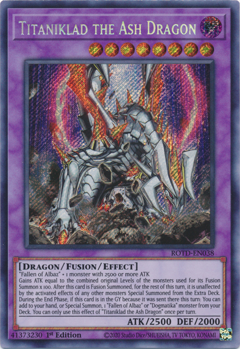 Titaniklad the Ash Dragon [ROTD-EN038] Secret Rare For Sale